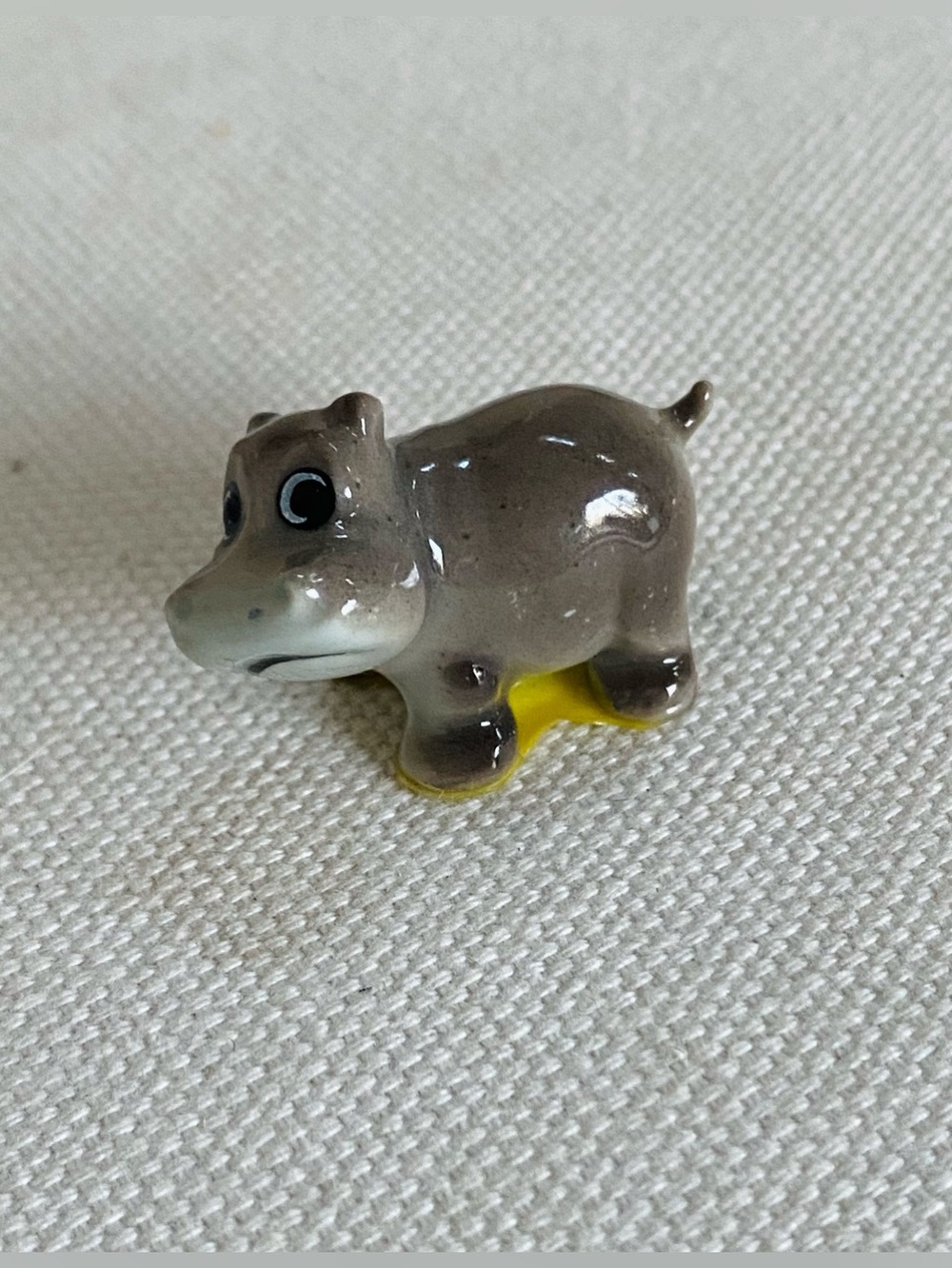 Vtg Porcelain Hippo Figurine Gray House Hippopotamus Miniature 1”